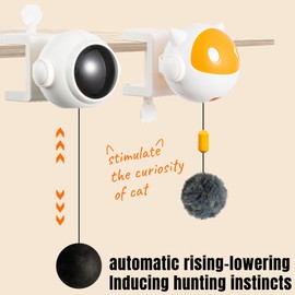 TirEurt Cat Toys Interactive Ball, 2PCS Indoor Teaser Toys Hanging Automatic Lifting Ball, Funny Play Self Entertaining, Nylon Rope Bite Resistant for Bored Adult Cats Kitten Exercise (Yellow Black)