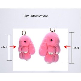 Ykybhx 1PCS Bunny Keychain Cute Soft Artificial Rabbit Fur Plush Pom Pom Keychain Easter Key Chain Car Handbag Keyring Bag Charms Pendant for Girls Women 18cm L
