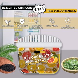 Refrigerator Deodorizer, Newly 2-in-1 Fridge Deodorizer, More Effective Than Baking Soda. Deodorizer Suitable For Refrigerators, Freezers And Freezers, Food-Grade Material, Grapefruit Flavor (4 pcs)