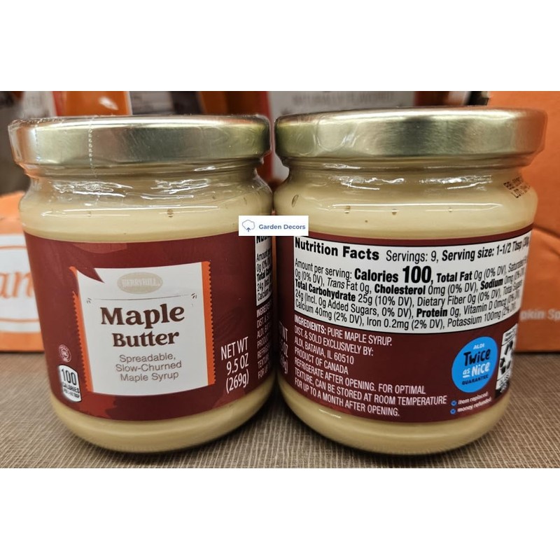 Berry-hill Maple Butter Spreadable Slow-Churned Maple Syrup 9.5oz 269g (Two