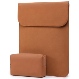 HYZUO 15 Inch Laptop Sleeve Bag for MacBook Air 15 M4 A3241 M3 M2 2025-2023, 15" Surface Laptop 7/6/5/4/3, MacBook Pro 15 2019-2016, Faux Suede Leather Case Cover with Carry Pouch, Brown