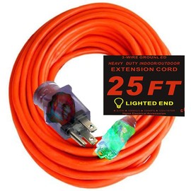 pizety 10/3 Extension Cord 25 ft 10 Gauge Extension Cords Indoor/Outdoor Power Extension Cord with Lighted End 25 Foot Generator Extension Cord 25 ft 10 Gauge Heavy Duty