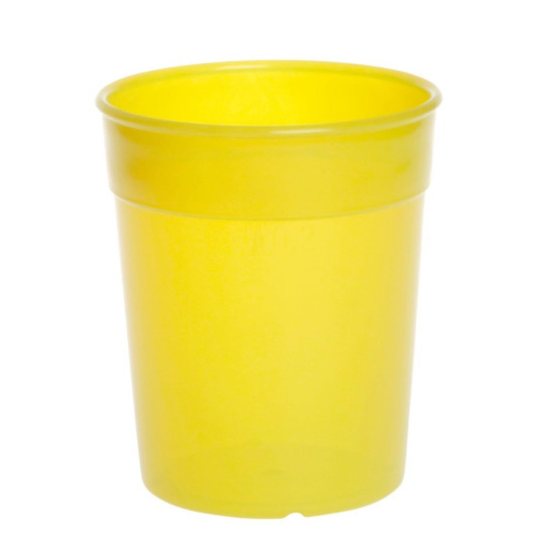 AIOS Dishwasher Safe Stackable Neon Yellow Plastic Cups/Beakers/Tumblers 250ml (Set