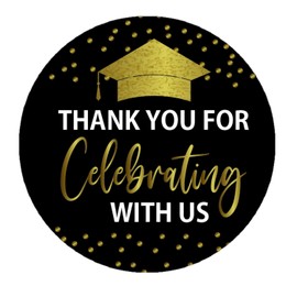 Thank You for Celebrating with us Stickers, Graduation Favor Stickers, Birthday Favor Tags, 50 Pieces, 2"