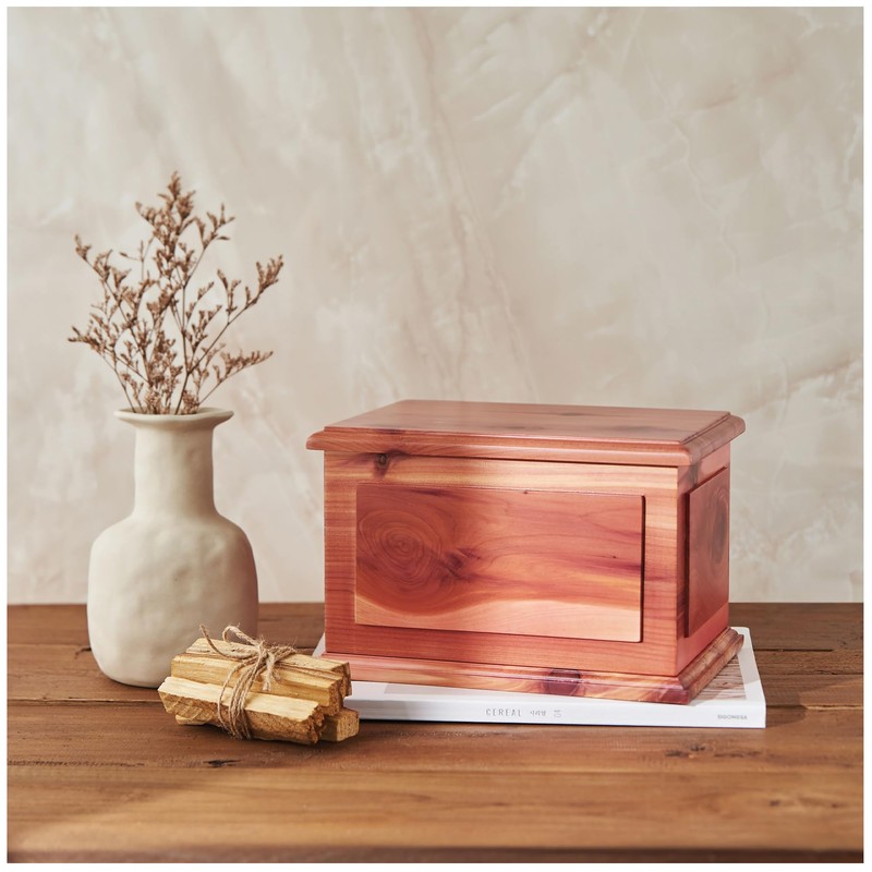 AspenStudio Cedar Wooden Urn for Cremation Ashes Handcrafted Cedar Wooden