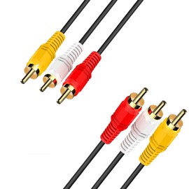 SZSL 3RCA Video Cable AV Cable (Red, White, Yellow) 3 RCA Male to 3RCA Male to 3RCA Male Suitable for Device and TV Interconnection with AV Interface 1.5m