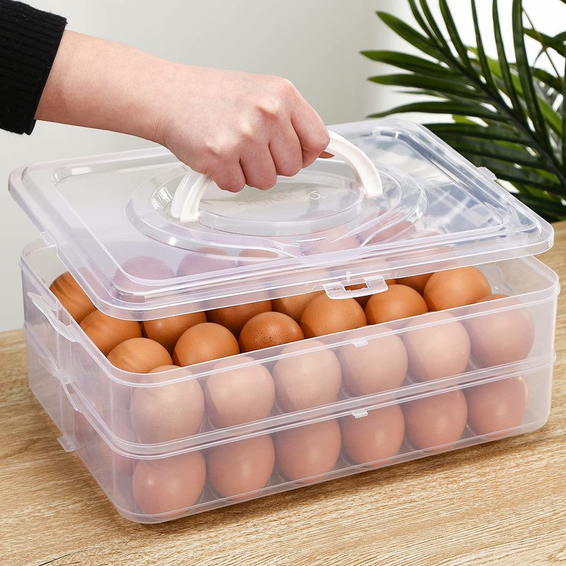 HANSGO Deviled Egg Containers with Lid, 2-Layer Portable Deviled Egg