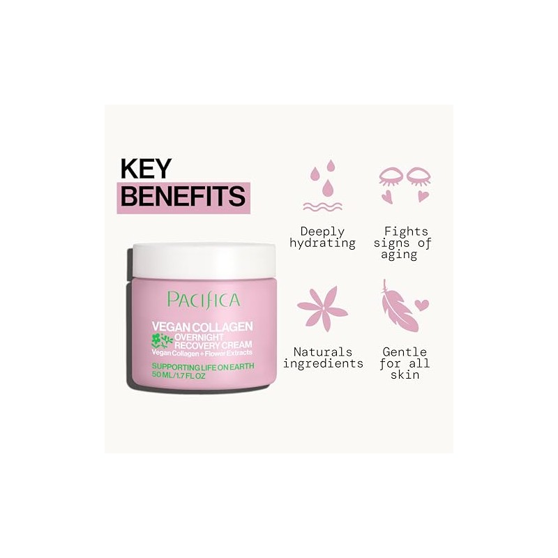 Pacifica Vegan Collagen Overnight Recovery Cream 1.7 oz