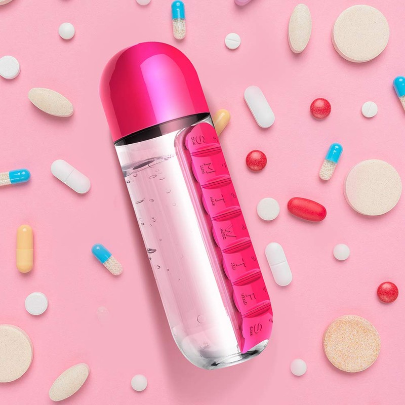 Asobu Combine Daily Pill Box Organizer with Water Bottle, 20