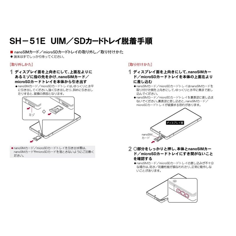 NTTDOCOMO SH-51E UIM SD Card Tray, White