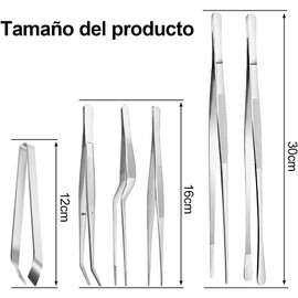 Pinzas de Cocina 6 Piezas Precision Pinzas para Cocinar de Acero Inoxidable, para Barbacoa, Procesamiento de Alimentos, Decorar, Hornear, Herramientas de Cocina para Decoración de Platos