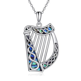 DAYLINLOVE Celtic Chain 925 Sterling Silver Thistle / Harp / Trinity Knot / David Star / Cross / Witch Knot Pendant Necklace for Protection Lucky Irish Jewellery for Women Unisex, Sterling Silver, No
