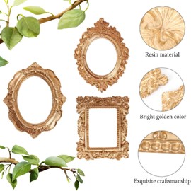 SZQIUNUBI Vintage Oval Picture Frame, Retro Set of 3 Picture Frames, Antique Vintage Picture Frame, Resin Golden Oval Desktop Photo Frame, Photo Frame, Jewellery Display for Home, Wedding, Room