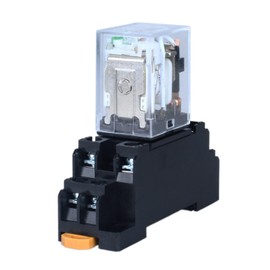 Electromagnetic Relay 12 V DC 5 A Coil Power Relay 8 Pins 2NO 2NC HH52PL MY2 Changer with Indicator Light with Socket Suitable for Top Rail Top Relay Top Hat Rail Base