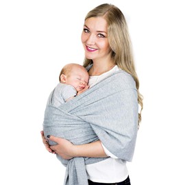 Elite Baby Wrap Sling Carrier, Hassle-Free, for Newborns and Infants to 35 lbs Toddlers, Soft Breathable Fabric. (Gray)
