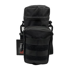 YAKASO Tactical Molle Water Bottle Holder Pouch Hydration Carrier Bag Tactical EDC Water Bottle Carrier with Detachable Shoulder Strap for Hiking Camping Outdoor Sport Travel, Black