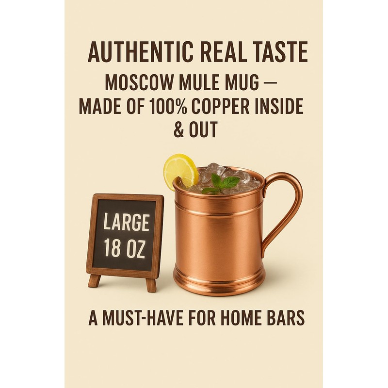 JYPR Large 18 oz, Moscow Mule Copper Mug | Solid
