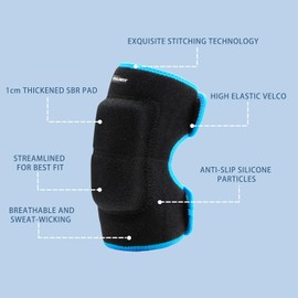 EULANT Adjustable Soft Elbow Pads and Knee Pads for Kids, Child Protective Pad Sets for Bicycle Roller Skating Basketball Football Volleyball Dancing Kneeling,Blue S
