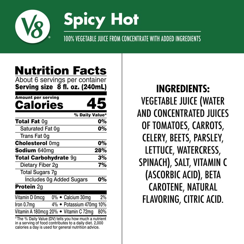V8 Spicy Hot 100% Vegetable Juice, 46 fl oz Bottle