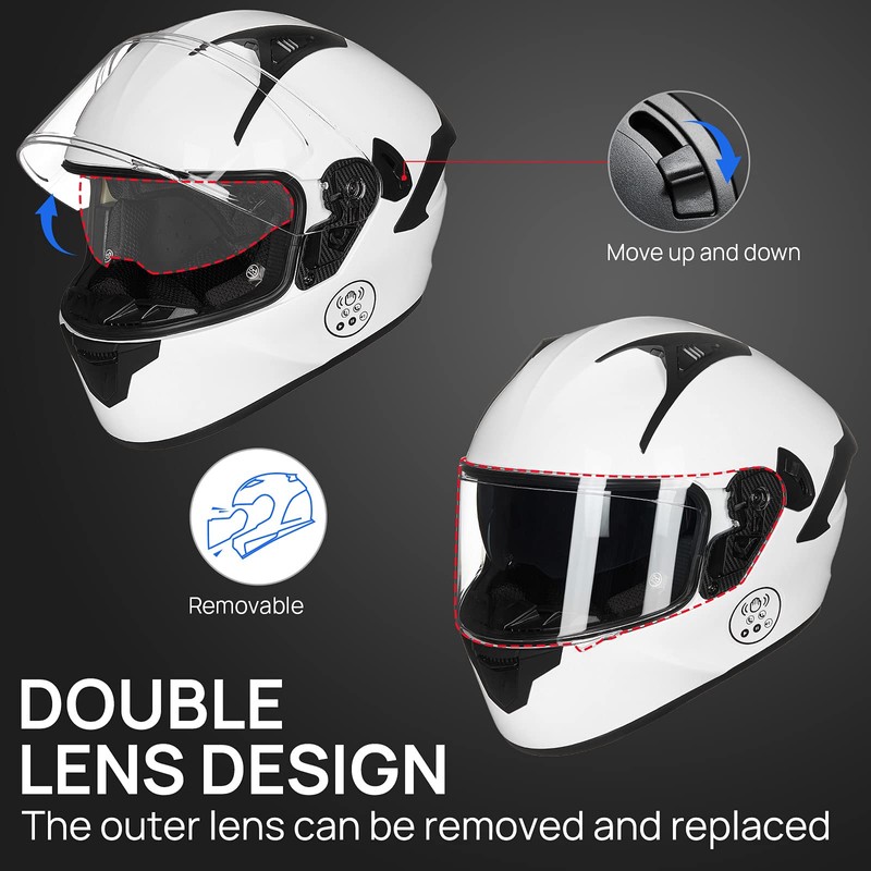 ILM Motorcycle Helmets with Built in Bluetooth Full Face Casco