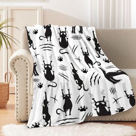 Black Cat Blanket for Cat Lovers Cat Themed Gifts for Adults Women Kids Cute Cat Throw Blanket Room Decor Soft Quilt for Bed Couch Throw-50x40In Child/Kid