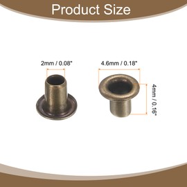 HARFINGTON 200Pcs Grommets Eyelets 2mm 1/9 Inch Brass Eyelets Kit for Fabric Curtain Tarps Leather Belt Shoes Bag DIY, Brown