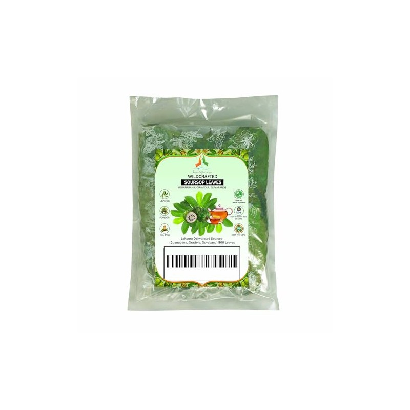 Lakpura® Wildcrafted Soursop (Guanabana, Graviola, Guyabano) Dehydrated 800 Leaves (±