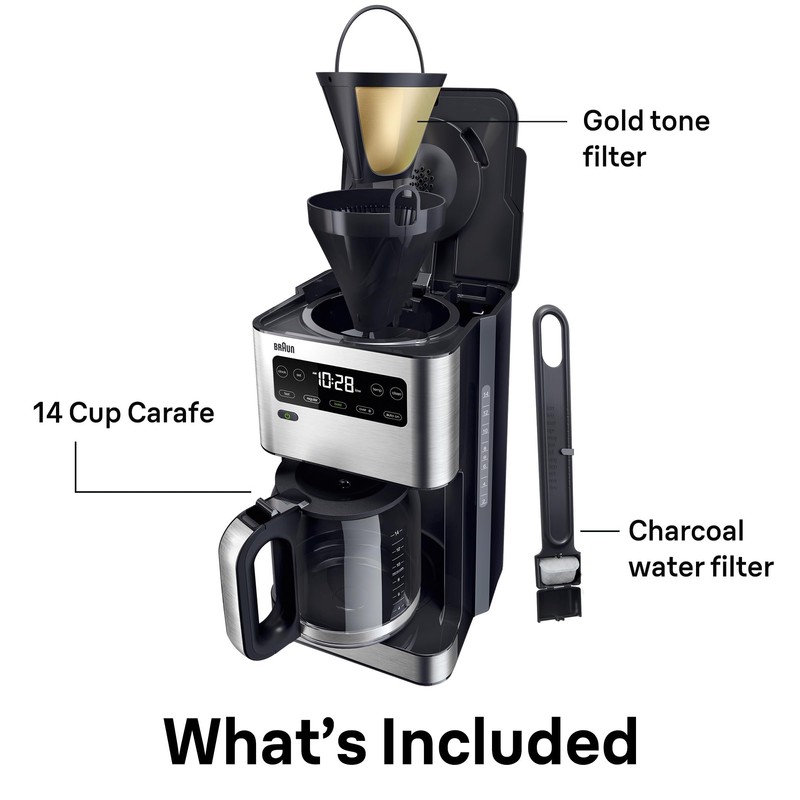 Braun PureFlavor 14‑Cup Programmable Coffee Maker – Fast Brew Speed,
