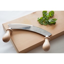 Eppicotispai Stainless Steel Mezzaluna Chopper/Mincer with Wooden Handle, 10-Inch