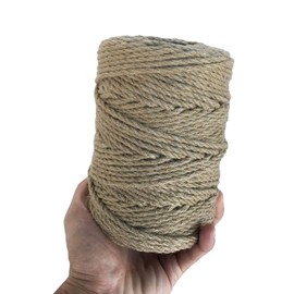 ILIKEEC - Cuerda de yute fuerte de 4 mm de grosor, 328 pies, cuerda de yute para manualidades naturales, cuerda de embalaje duradera para aplicaciones de jardinería (4 mm, 328 pies)