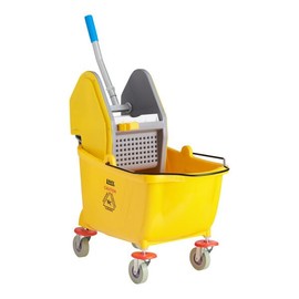 Commercial Mop Bucket with Down Press Wringer, 35 Qt Capacity, Yellow, 4 Casters