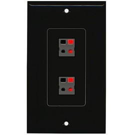RiteAV - 2 Port Speaker Decorative Wall Plate - Black - Bracket Included