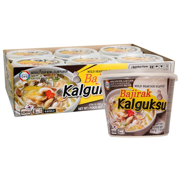 Surasang Bajirak Kalguksu, Korean Knife Cut Noodle with Clam Soup, Refreshing and Simple, 7.12 Ounce, 6 Cups of Noodles