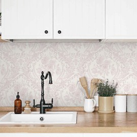 Ismoon Floral Peel and Stick Wallpaper Pink Contact Paper Boho Watercolor Damask Wallpaper Vintage Textured Removable Self Adhesive Vinyl Wall Paper Renter Friendly, 17.3 in X 32.7 ft