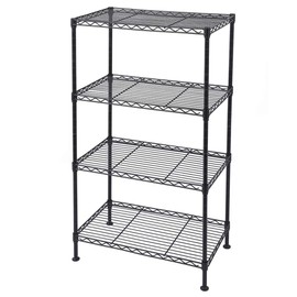 Knocbel Metal Adjustable Shelving Unit Free Standing Storage Utility Shelves Rack for Closet Pantry Garage, Black (4-Tier)