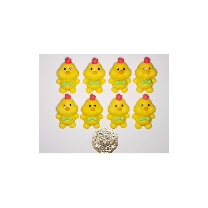 8 Handmade Edible Easter Chicks, Cute Cupcake Sugarpaste Decorations by