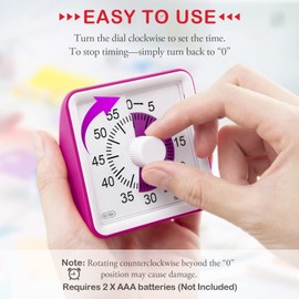 Secura 60-Minute Visual Timer, Classroom Timer, Countdown Timer for Kids and Adults, Time Management Tool for Teaching (Violet & Violet)