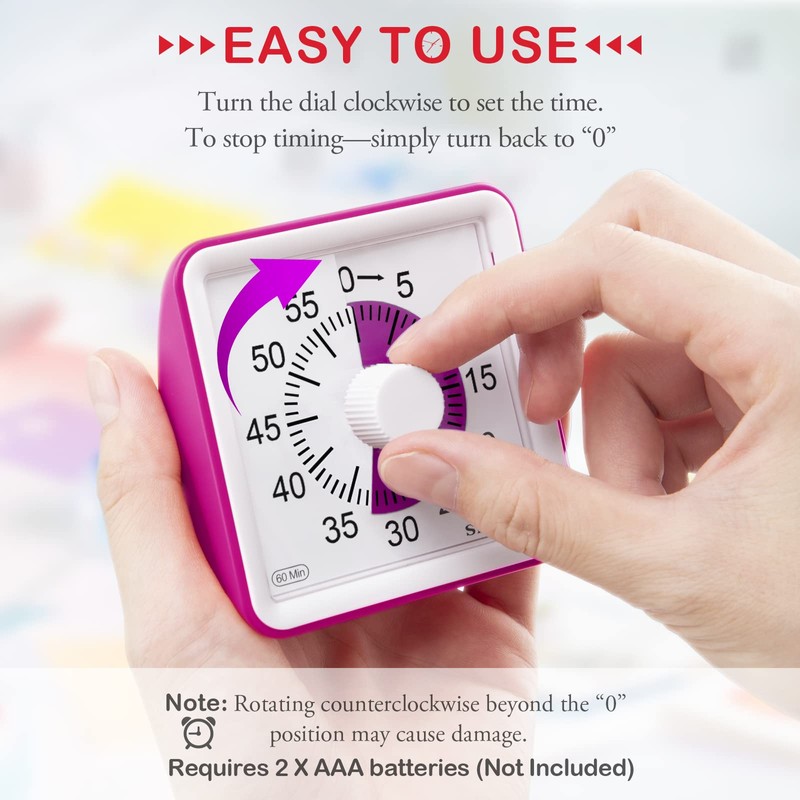 Secura 60-Minute Visual Timer, Classroom Timer, Countdown Timer for Kids