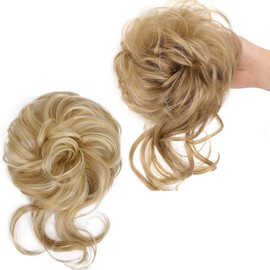 Faringoto Messy Bun Hair Piece 2 Pack,Hair Toppers for Thinning Hair,Ponytail Extension