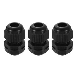 uxcell 3Pcs NPT 1/4" Nylon Cable Glands, Waterproof Cord Grip Connector, Adjustable Wire Grommet Protectors with Gaskets and Locknut for Junction Box, Black