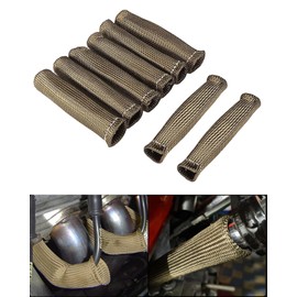 Spark Plug Wire Heat Shield - 8 PCS 2500° Spark Plug Heat Sleeve, 6 Inches Spark Plug Wire Boots Protector Protection Cover Replacement for LS1 / LS2 SBC BBC 350 454 Car Truck, Titanium