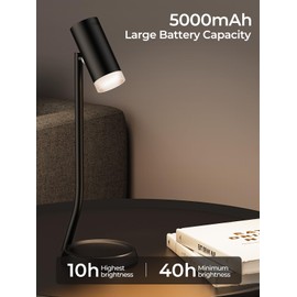 PESUTEN Cordless Table Lamps, Battery Operated Portable Table Light with Magnetic Adjustable Angle Head, 5000mAh Rechargeable Lamp with CCT Dimming for Patio Party Restaurant Dining Home 2 Packs