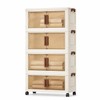 Beige Plastic Stackable Storage Box with Lid and Wheels for