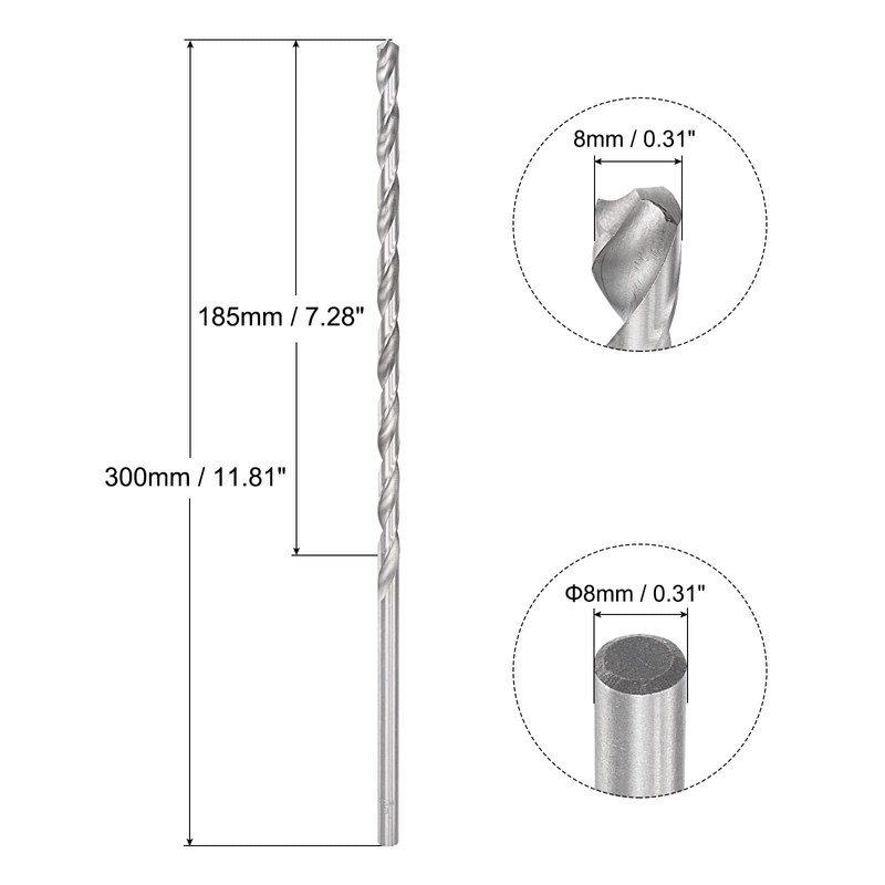 sourcing map 8mm Twist Drill Bits, High-Speed Steel Straight Shank
