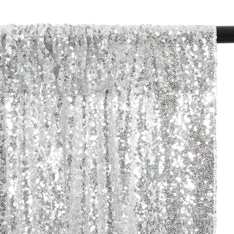 Poise3EHome Silver Sequin Backdrop Curtain, 2 PCS 5FT x 10FT