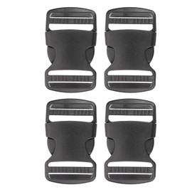 MECCANIXITY Quick Side Release Buckles 32mm / 1-1/4" Dual Adjustable No Sewing Clips Snaps Plastic Clasp Fastener for Webbing Straps Backpack Belt Dog Collars, Black, Pack of 4