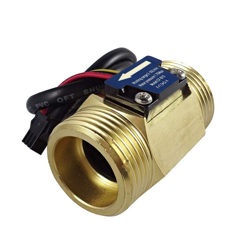 SENSTREE G1" Male Thread Brass Water Flow Sensor, Hall Effect