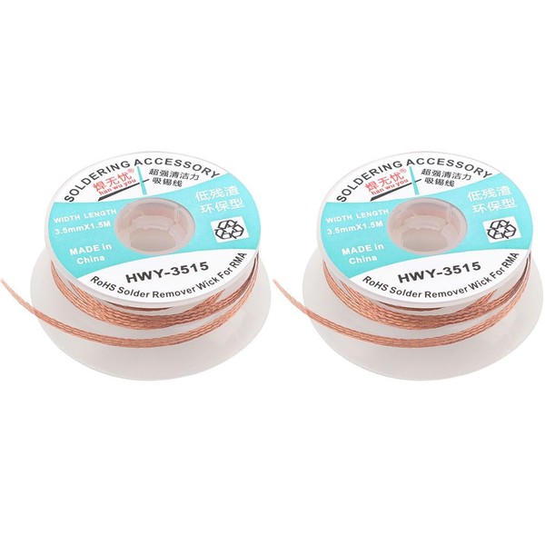 2Pcs Solder Wick Braid 5ft Length Desoldering Wick Remover Tool