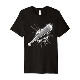 Baseball Bat Ball 3D Wireframe - Vintage Baseball Lover Premium T-Shirt