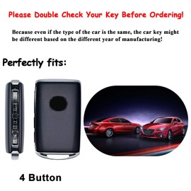 EASYANT 4 Button Genuine Leather Remote Key Fob Case Cover Compatible with 2020-2022 Mazda 3 Hatchback 6 CX-5 CX-30 CX-9 Black